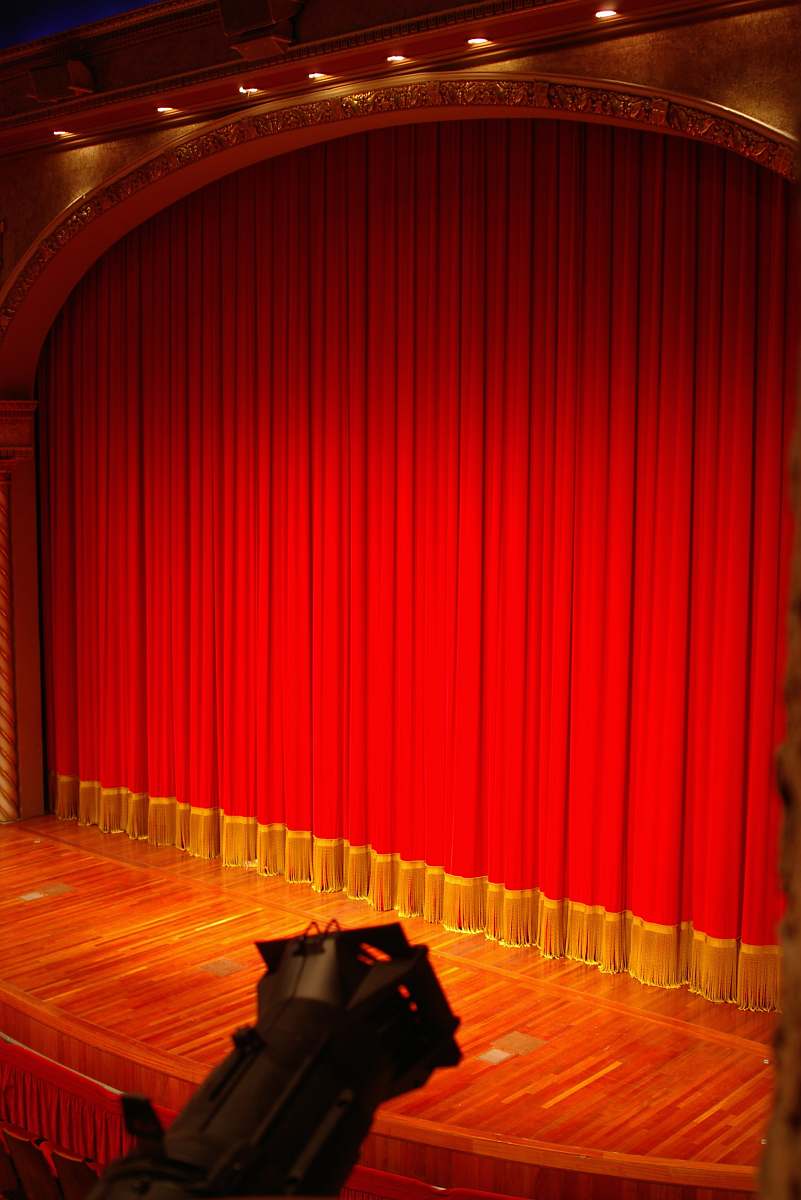 interior design red theater curtain indoors
